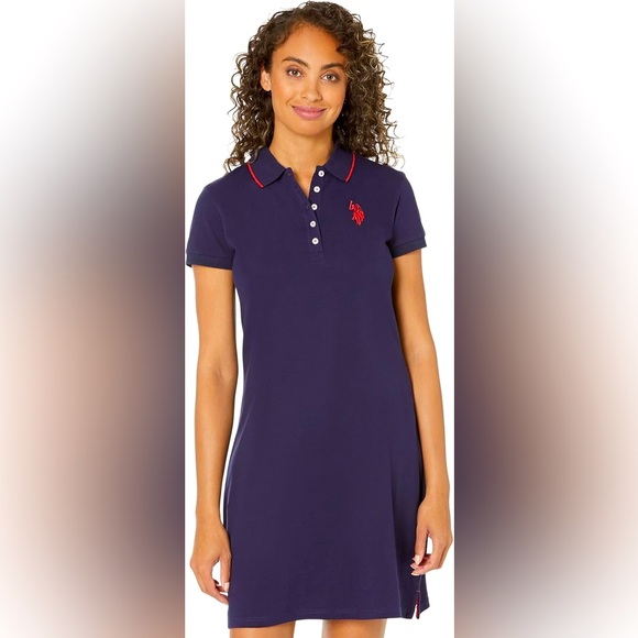 U.S. Polo Assn. Dresses & Skirts - NWT WOMENS TIPPED POLO DRESS US POLO ASSOCIATION Navy Blue 
 w/ Red Logo Size XL